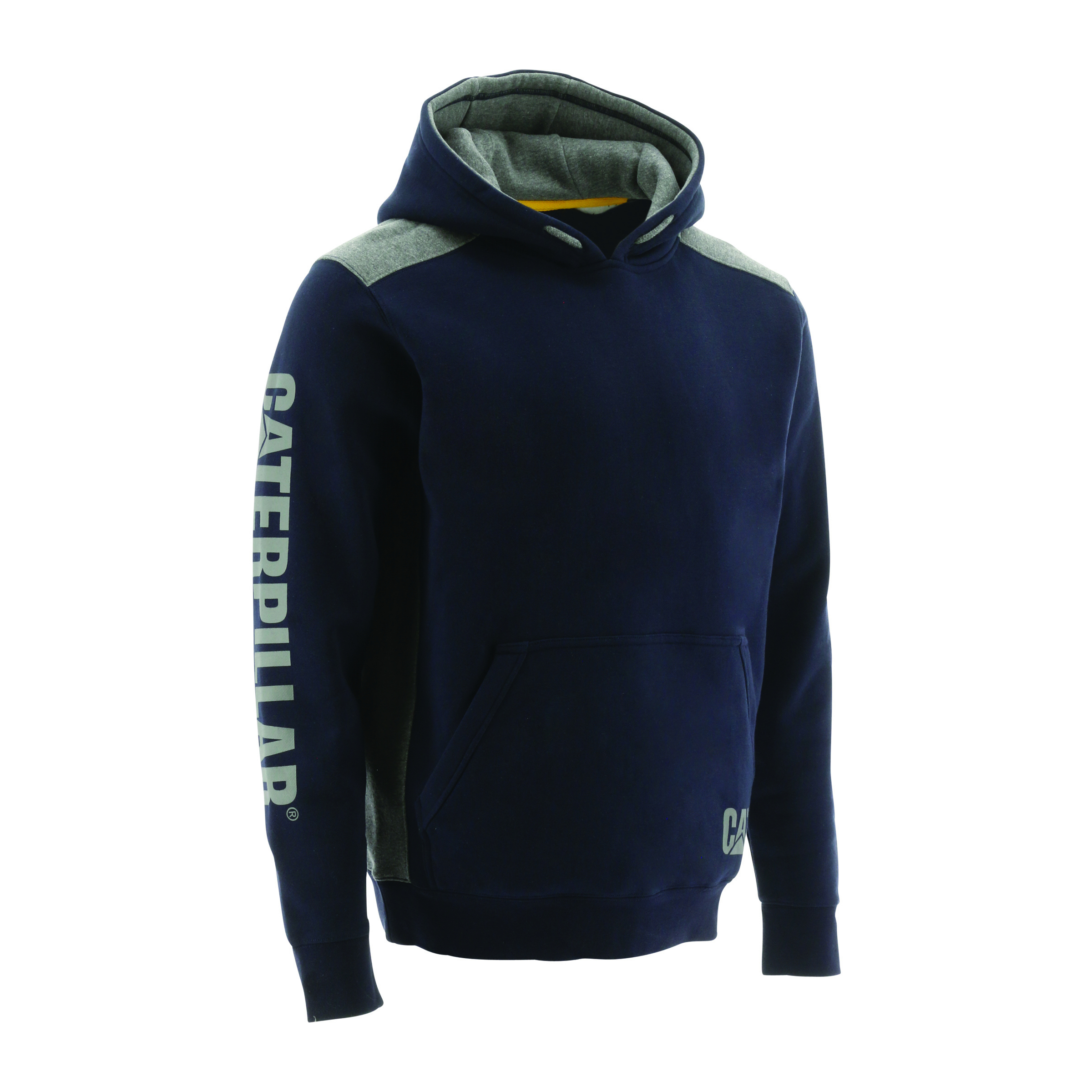 Caterpillar Logo Panel Hooded Sweatshirt Philippines - Mens Hoodies - Navy 63917KVXR